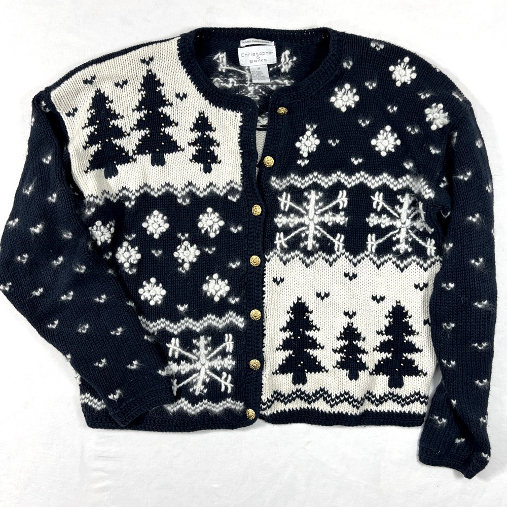 Vintage Christopher & Banks Christmas Cardigan